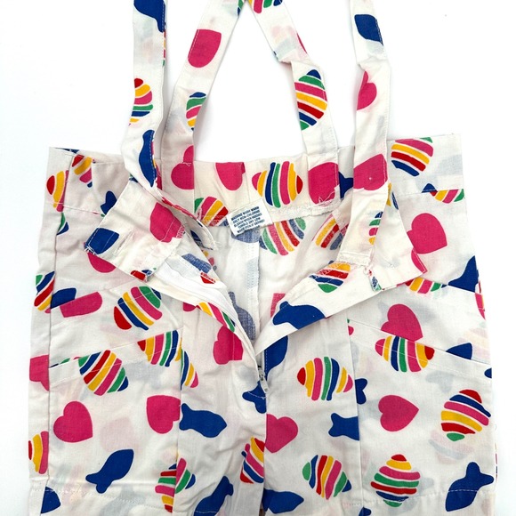 Vintage Petite Princess Girls Suspender Shorts White Heart Fish Rainbow Size 6X - Picture 6 of 8